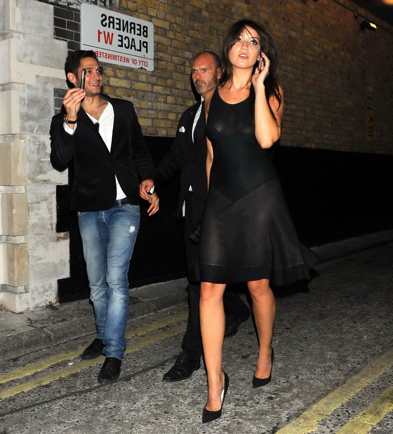 16P Daisy Lowe shows off her boobs wearing a partially see through dress at the W Ma