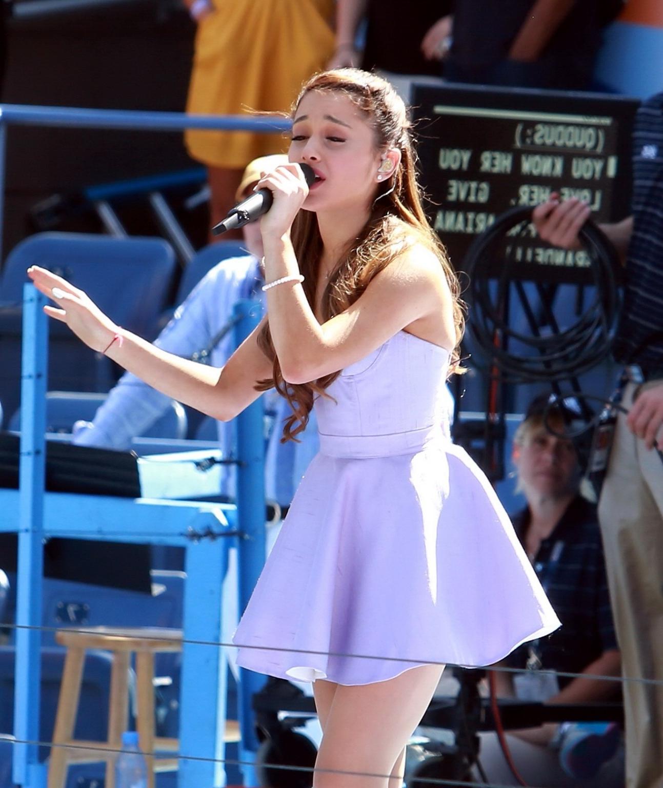 16P Ariana Grande leggy performing at the event in NYC