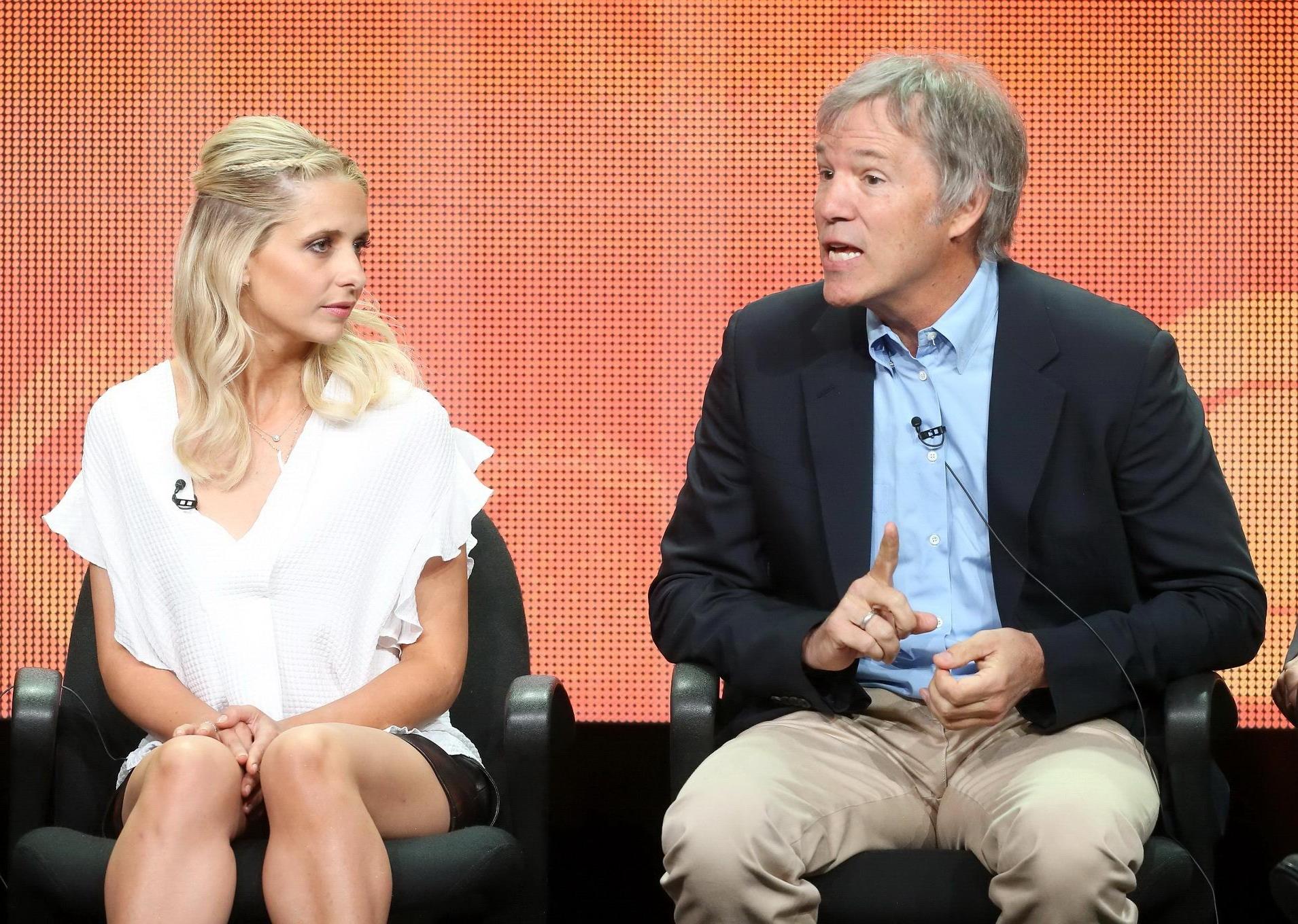 16P Sarah Michelle Gellar upskirt at 'The Crazy Ones' panel during the 2013 Summer T