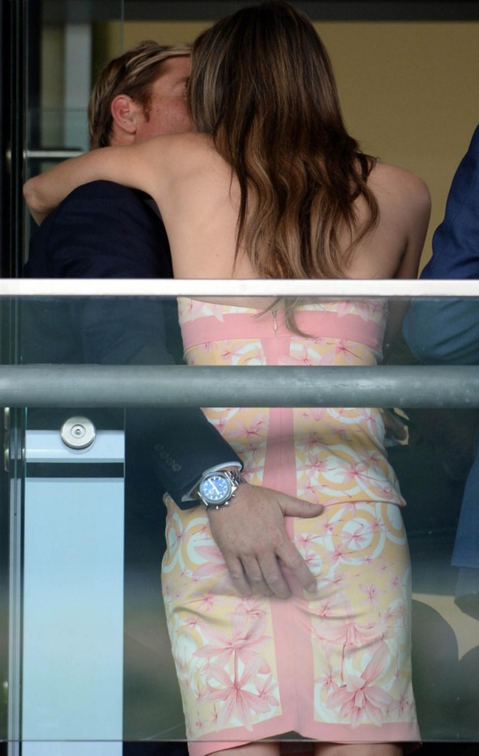 16P Elizabeth Hurley showing huge cleavage and getting her ass grpoped at Betfair We