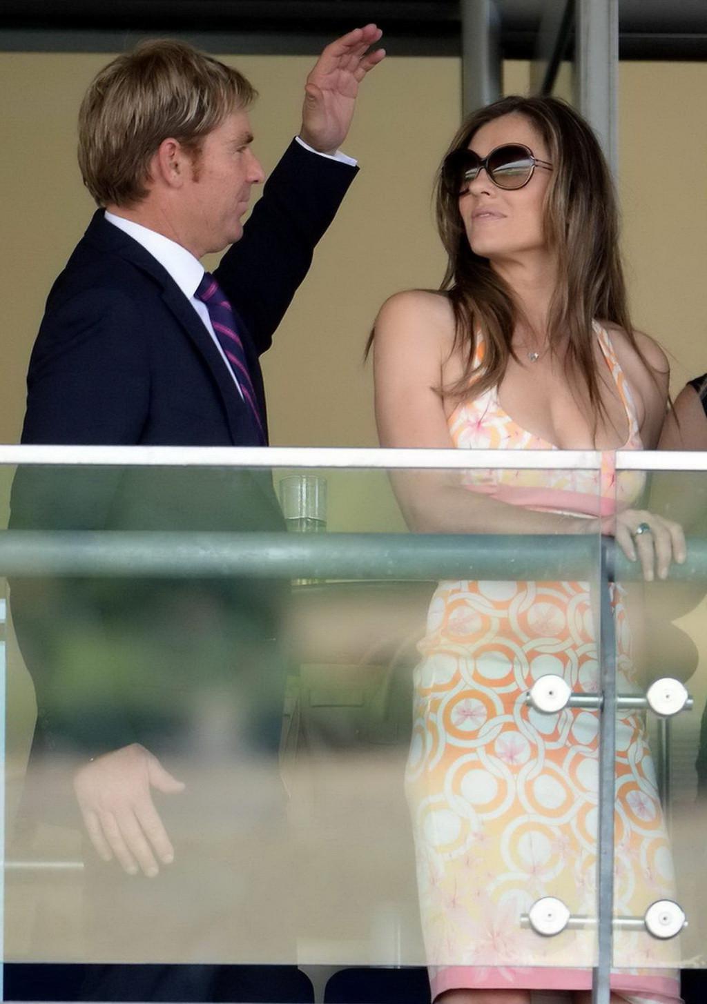 16P Elizabeth Hurley showing huge cleavage and getting her ass grpoped at Betfair We