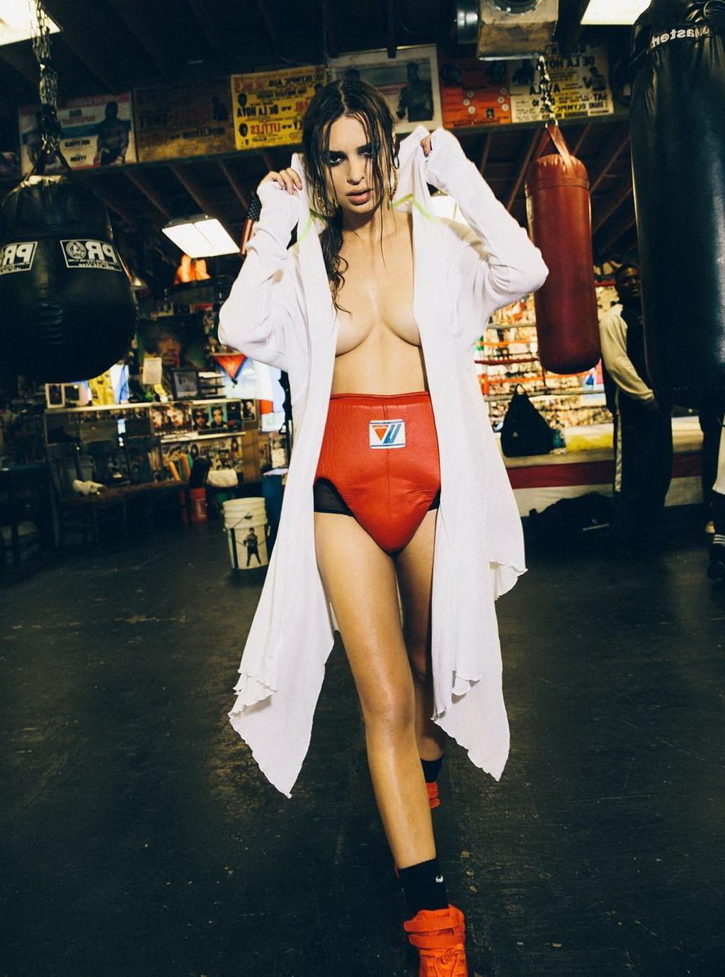 16P Emily Ratajkowski showing off her ass  abs in the boxing themed photoshoot by Ol