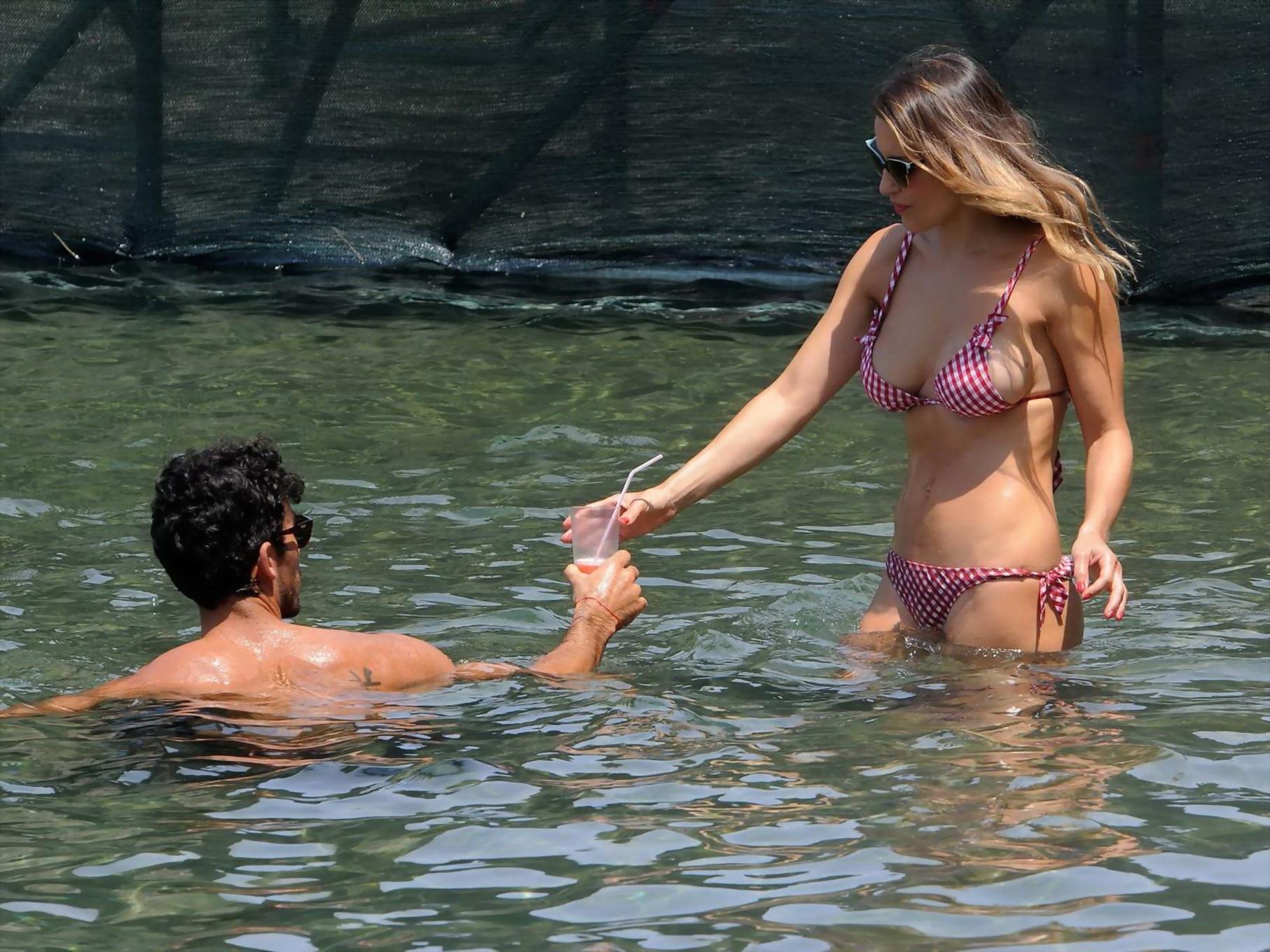 16P Lola Ponce slips out of her tiny plaid bikini at Ischia Beach in Italy