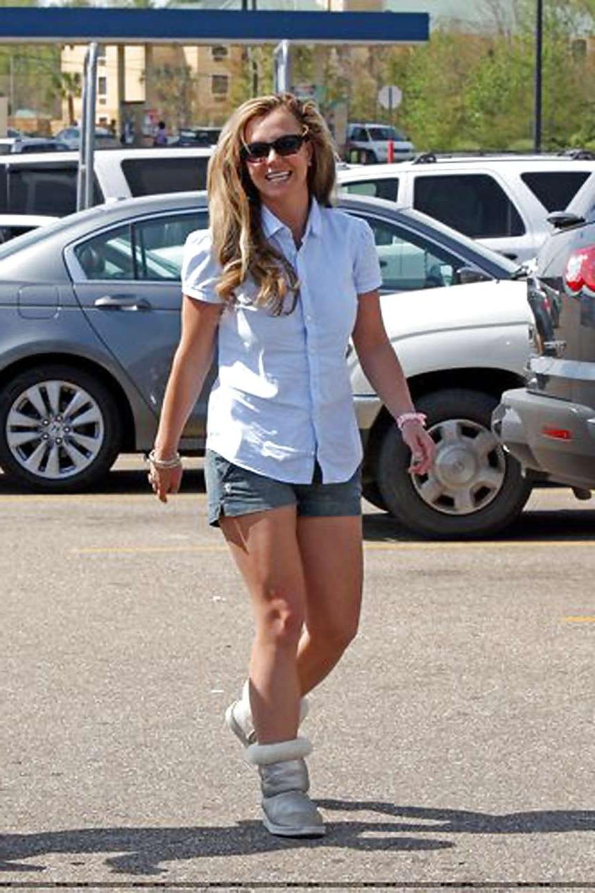 16P Britney Spears showing boobs in see thru shirt on street