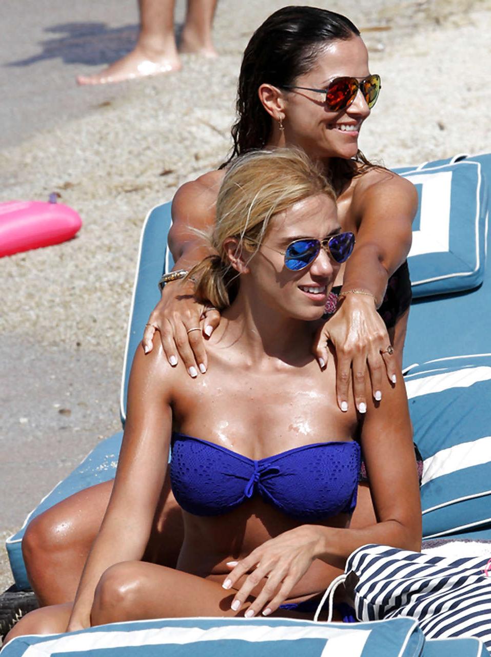 16P Elena Papavasilleiou exposing big boobs in bikini on beach