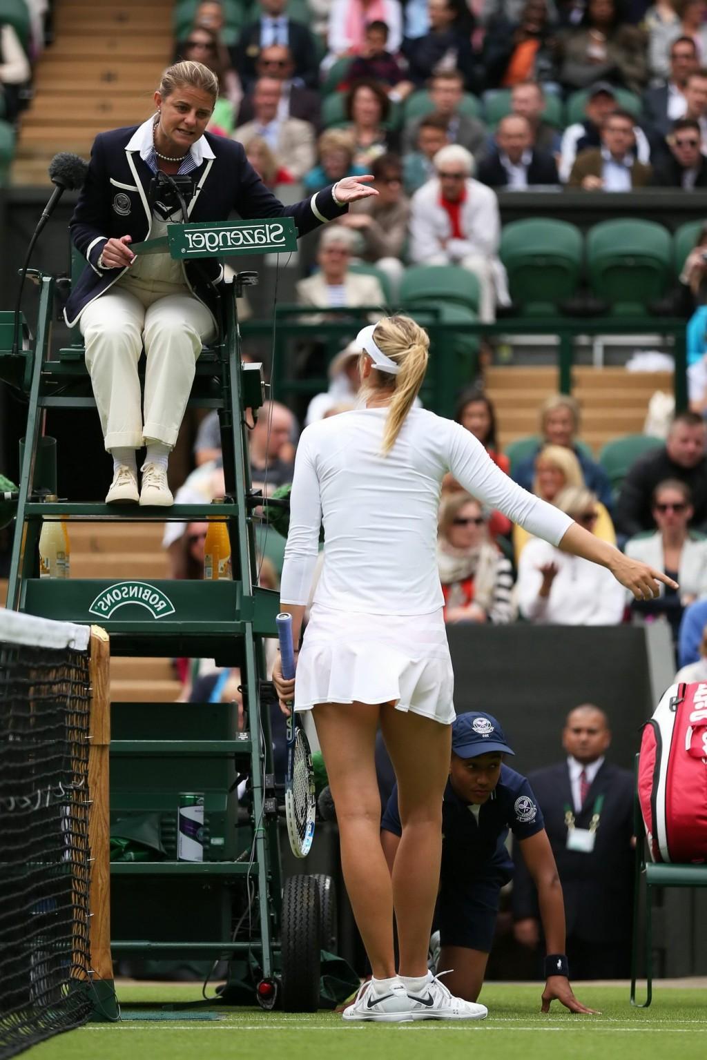 16P Maria Sharapova flashing her orange panties at the Wimbledon 2013 Day 1 in Londo