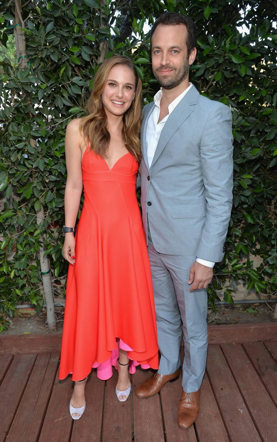 16P Natalie Portman showing big cleavage in a red hot maxi dress at the 2013 Los Ang