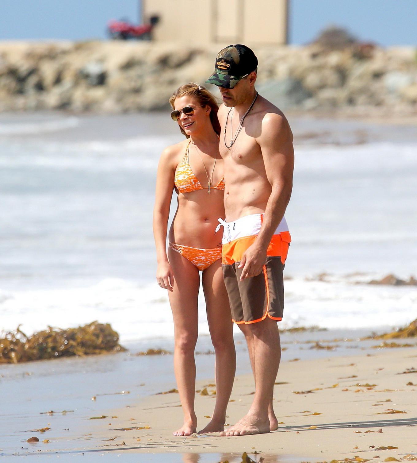 16P LeAnn Rimes wearing tiny orange bikini at the beach in Los Angeles