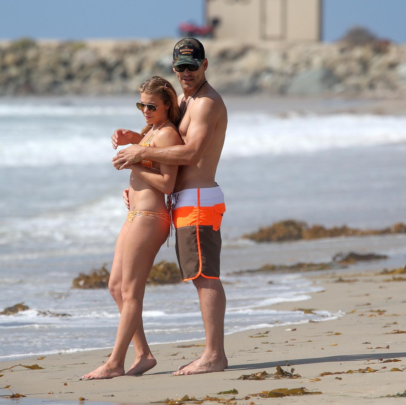 16P LeAnn Rimes wearing tiny orange bikini at the beach in Los Angeles