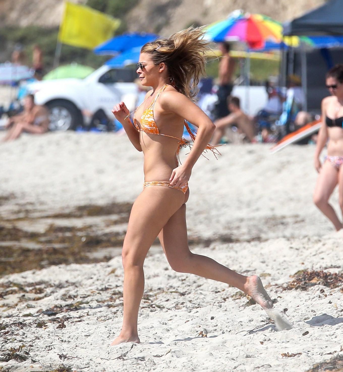 16P LeAnn Rimes wearing tiny orange bikini at the beach in Los Angeles