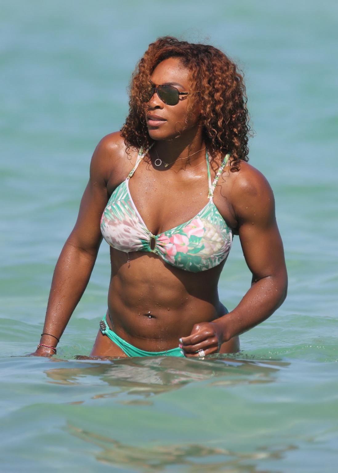 16P Serena Williams showing off her bikini curves at the beach in Miami