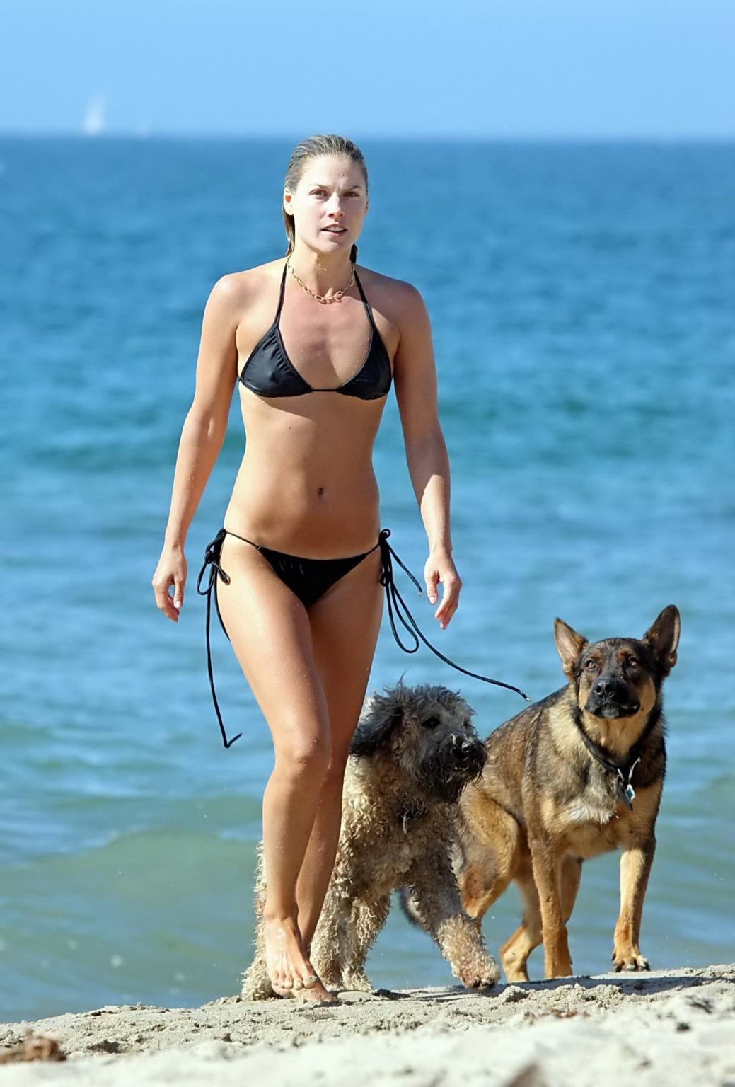 16P Ali Larter wearing tiny black bikini at the beach in Miami
