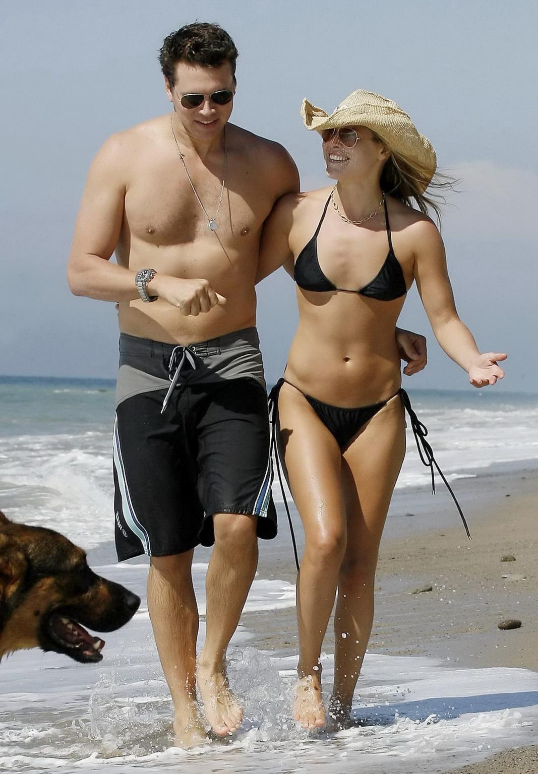 16P Ali Larter wearing tiny black bikini at the beach in Miami