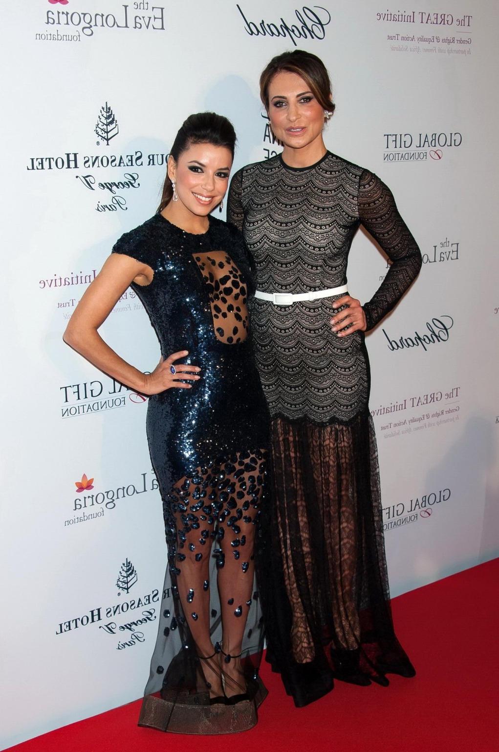 16P Eva Longoria looks hot wearing a partially see through dress at the 2013 Global 
