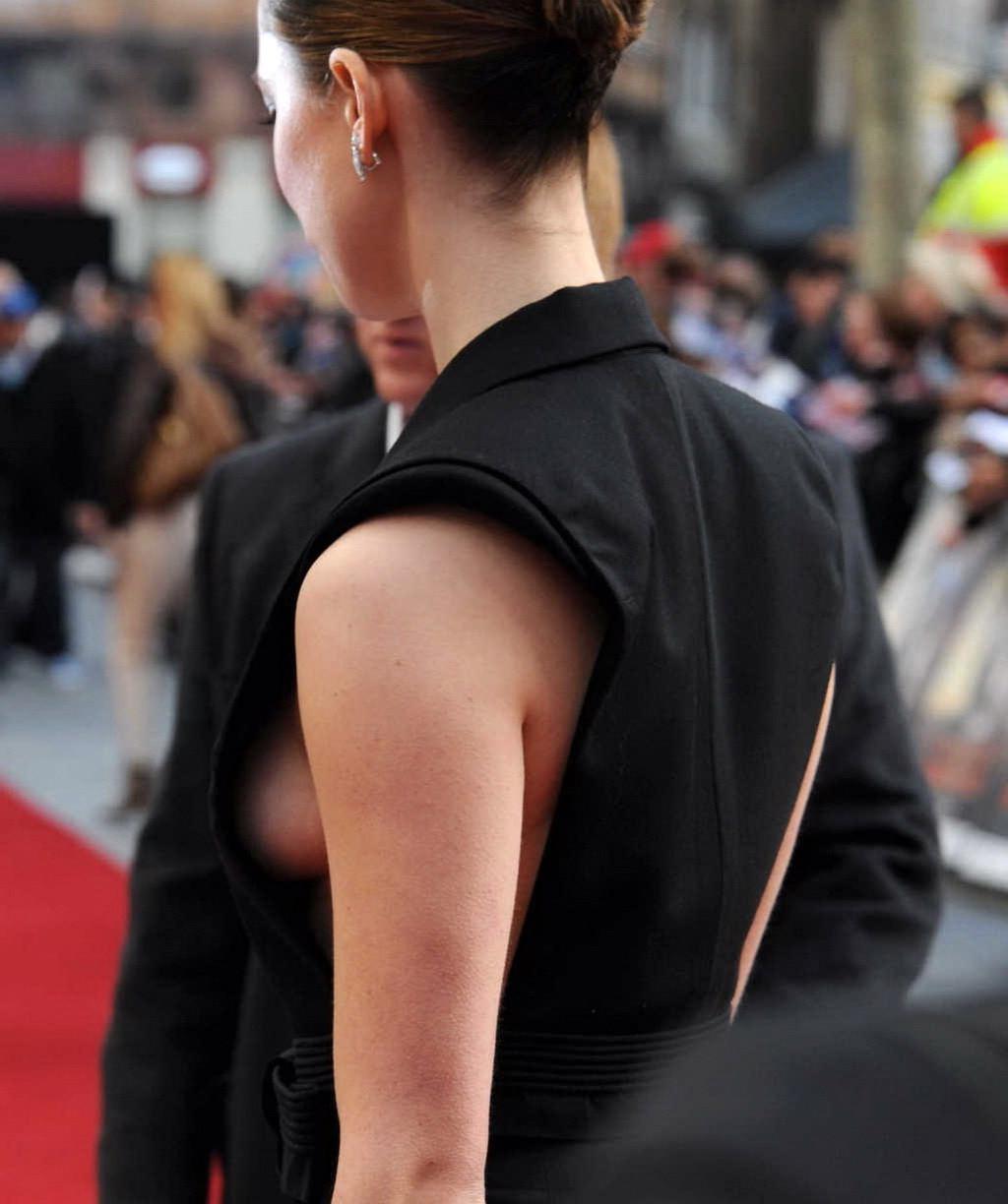 16P Rebecca Hall nipple slip at the 'Iron Man 3' premiere in London