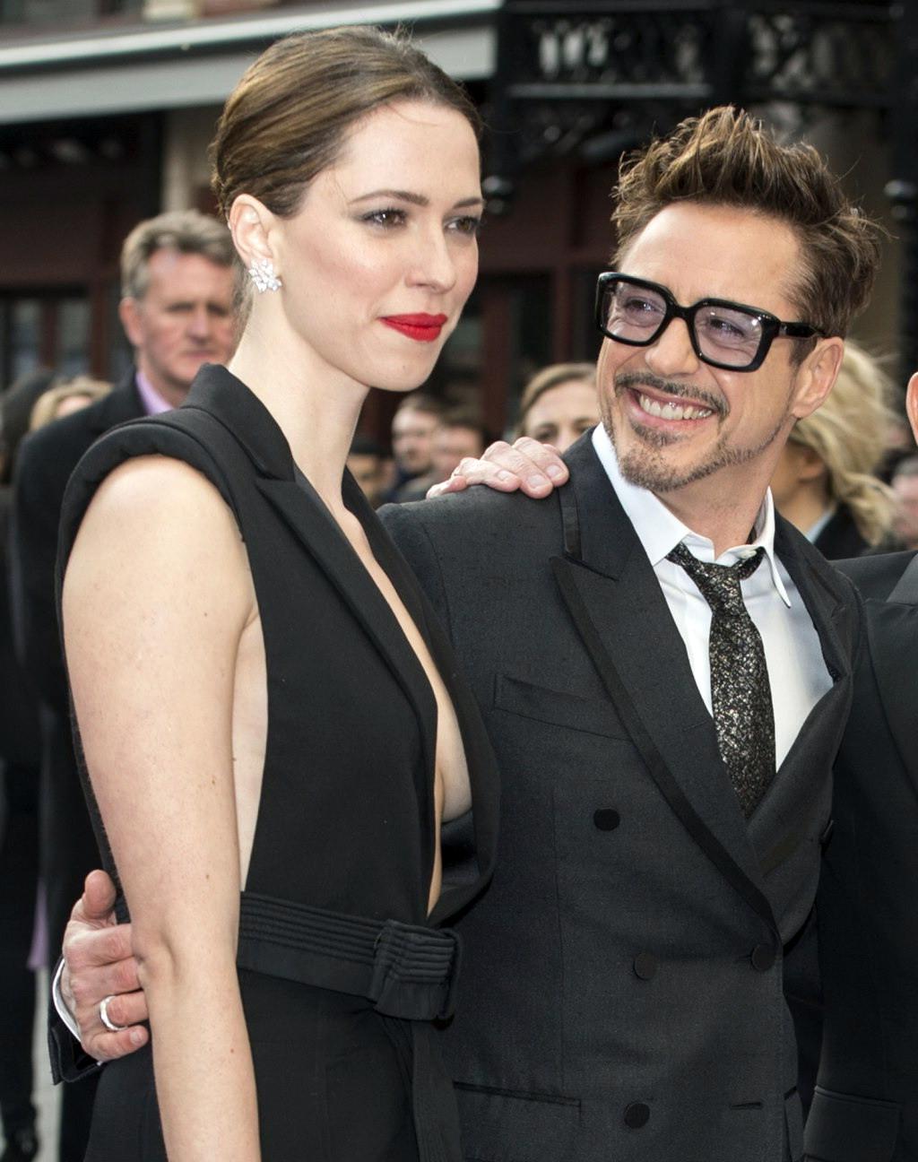 16P Rebecca Hall nipple slip at the 'Iron Man 3' premiere in London