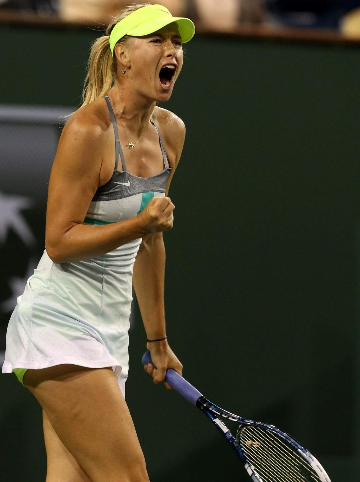 16P Maria Sharapova upskirt at the BNP Paribas Open in Indian Wells