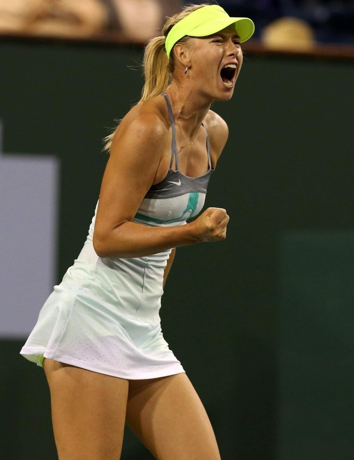 16P Maria Sharapova upskirt at the BNP Paribas Open in Indian Wells