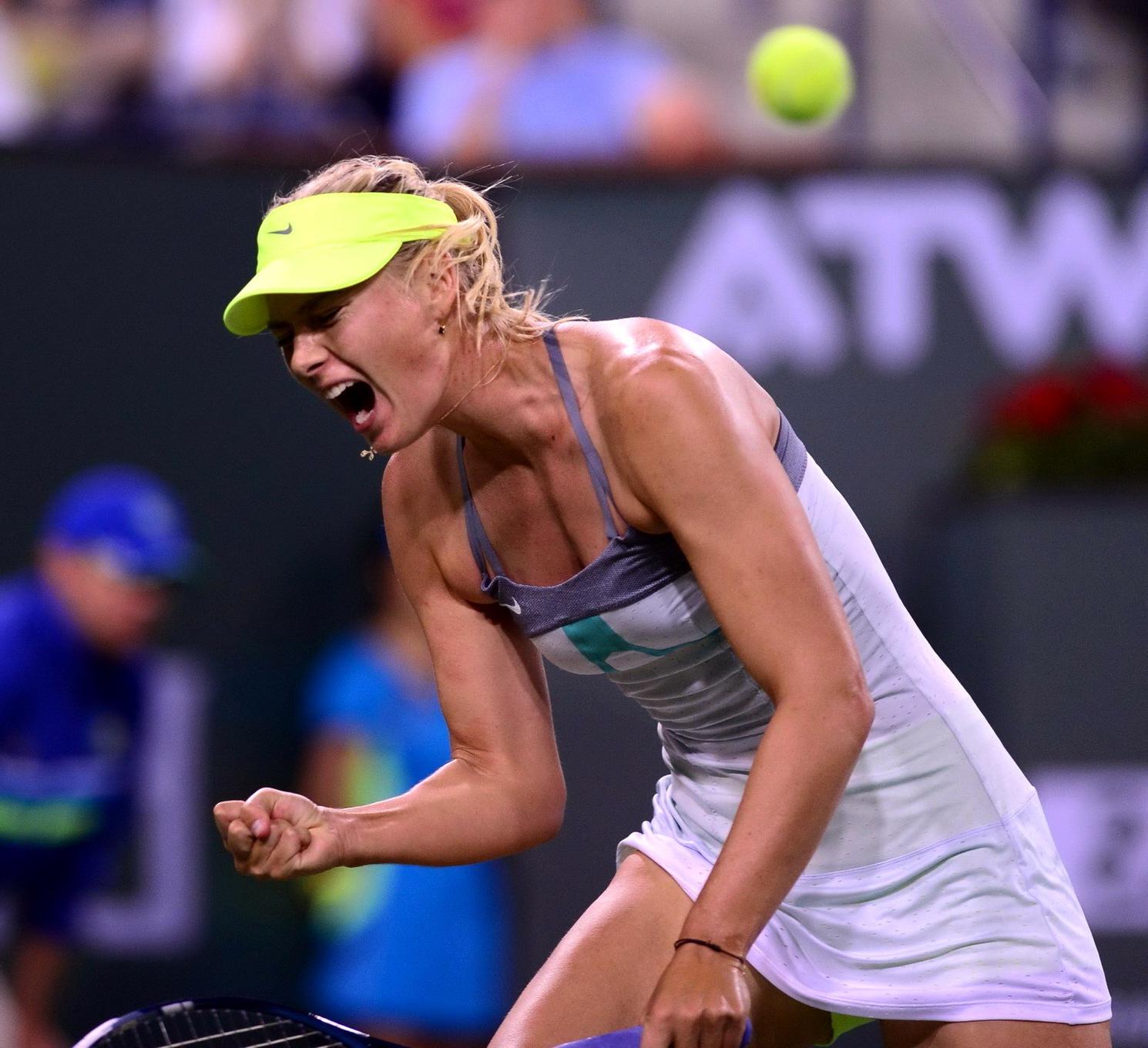16P Maria Sharapova upskirt at the BNP Paribas Open in Indian Wells
