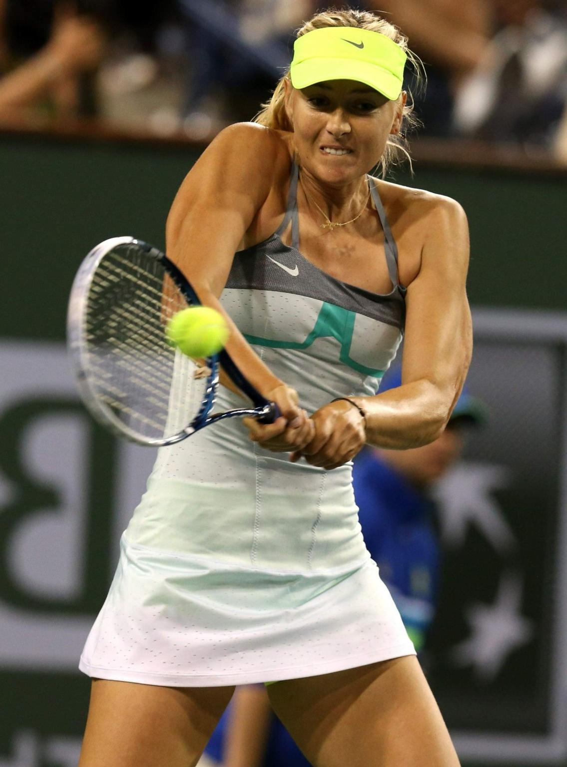 16P Maria Sharapova upskirt at the BNP Paribas Open in Indian Wells