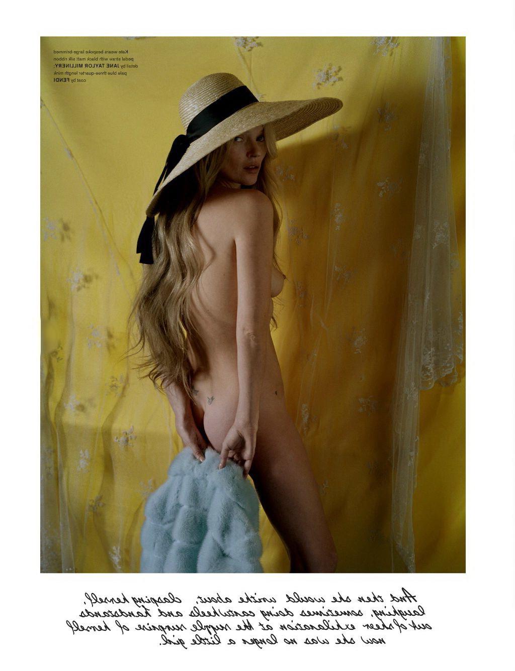 9P Kate Moss showing off her small tits  hairy pussy in Love Magazine issue 9