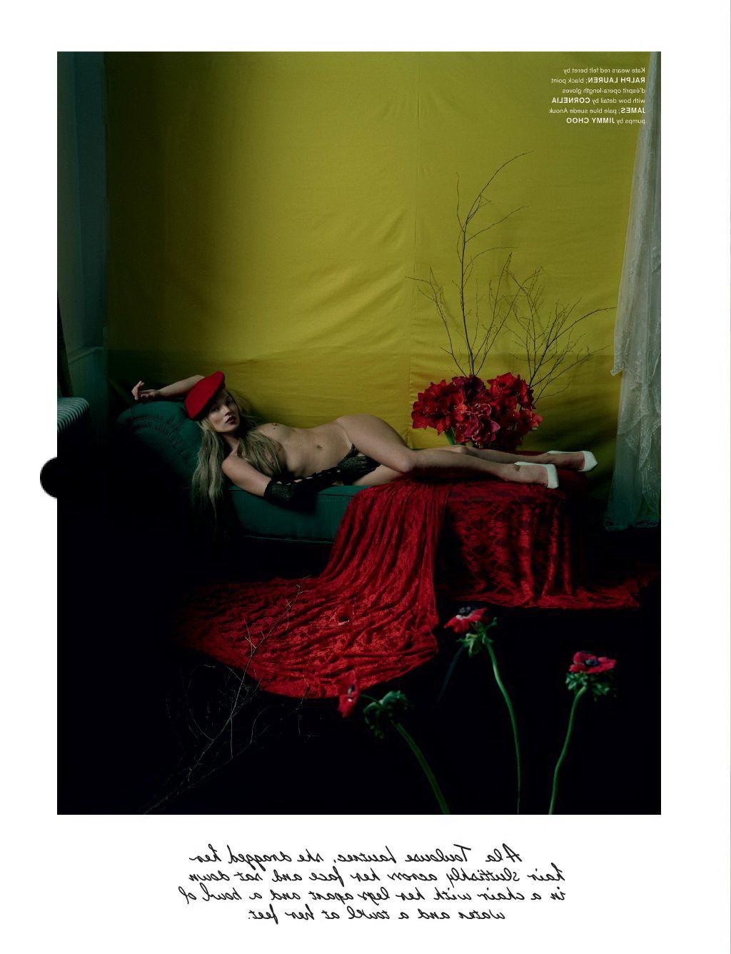 9P Kate Moss showing off her small tits  hairy pussy in Love Magazine issue 9