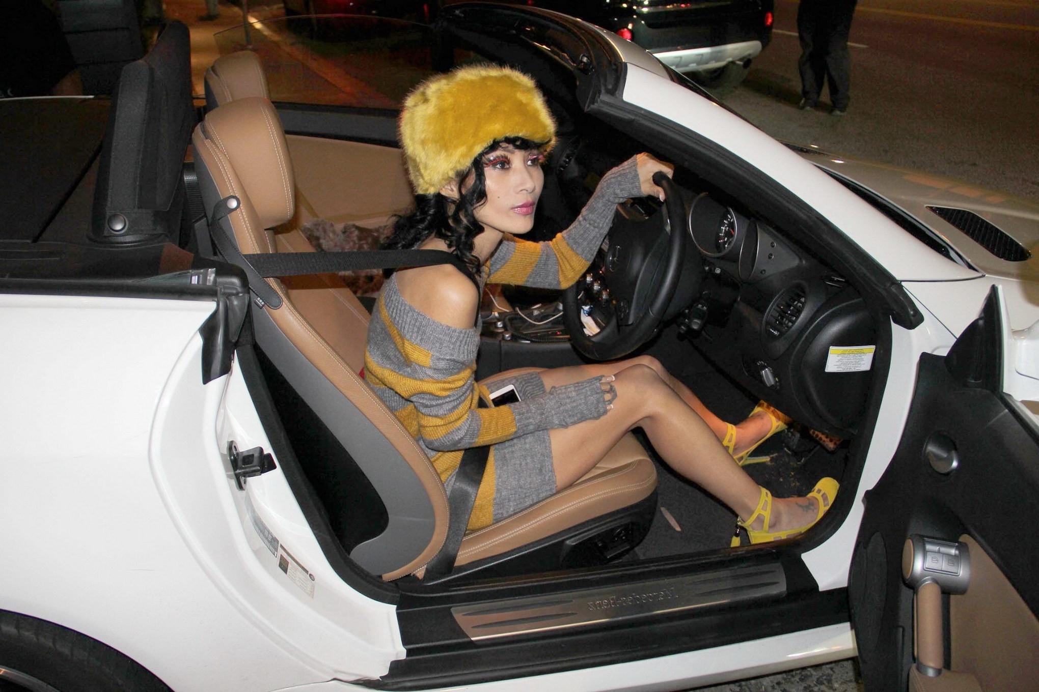 10P Bai Ling braless wearing a knitted see through dress at Greystone Manor in West 