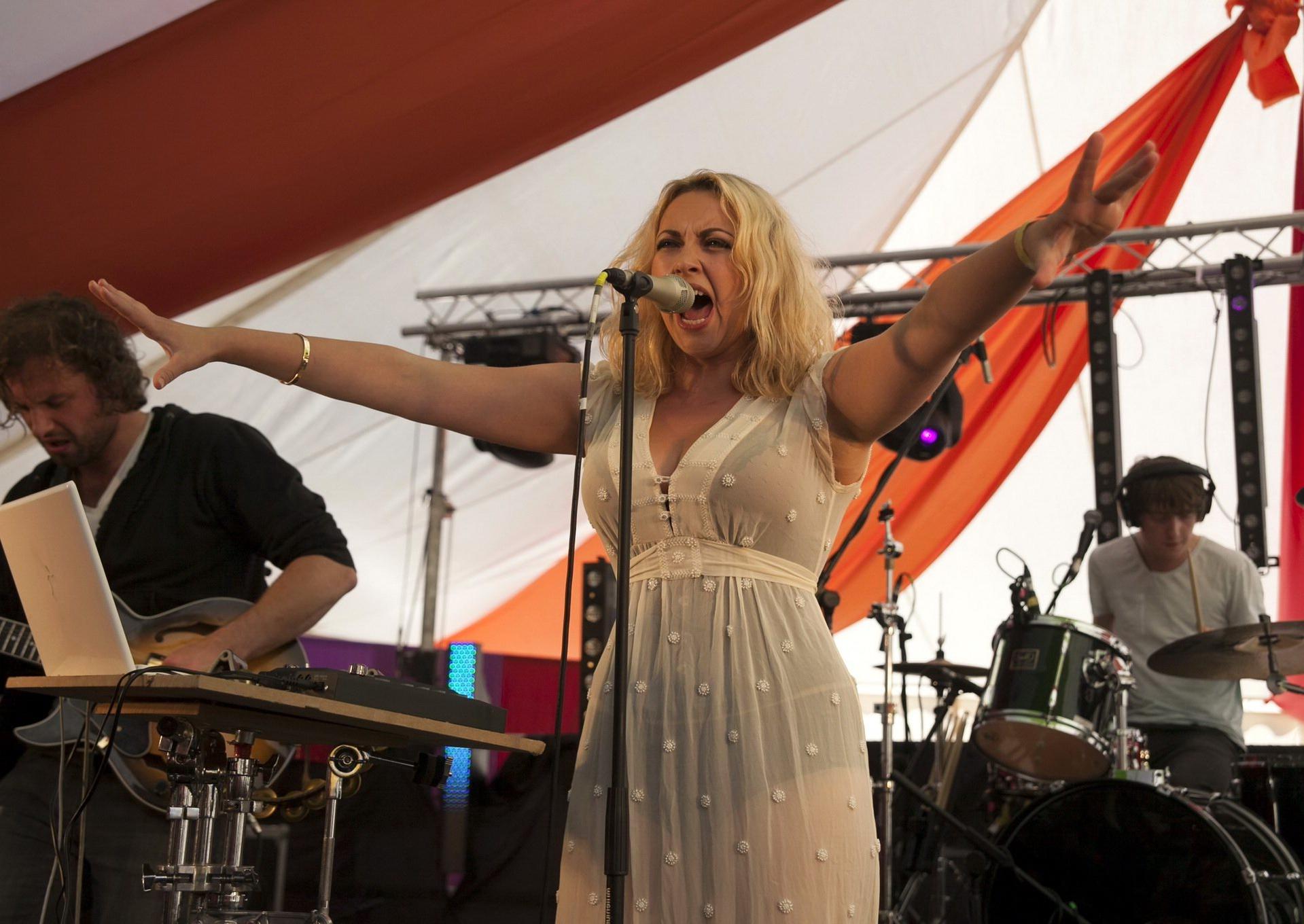 10P Charlotte Church busty  see through to undies at Blissfields Festival in Winches