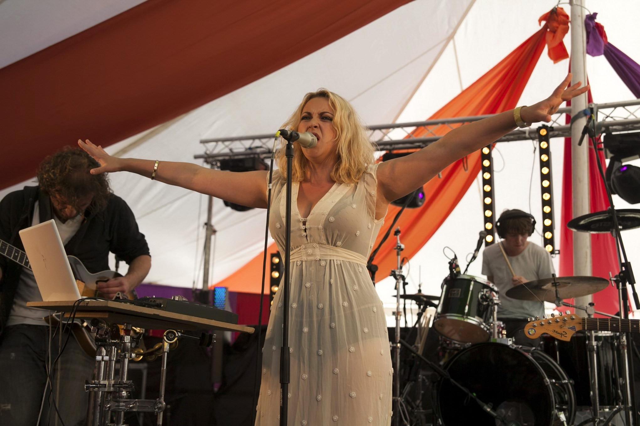 10P Charlotte Church busty  see through to undies at Blissfields Festival in Winches