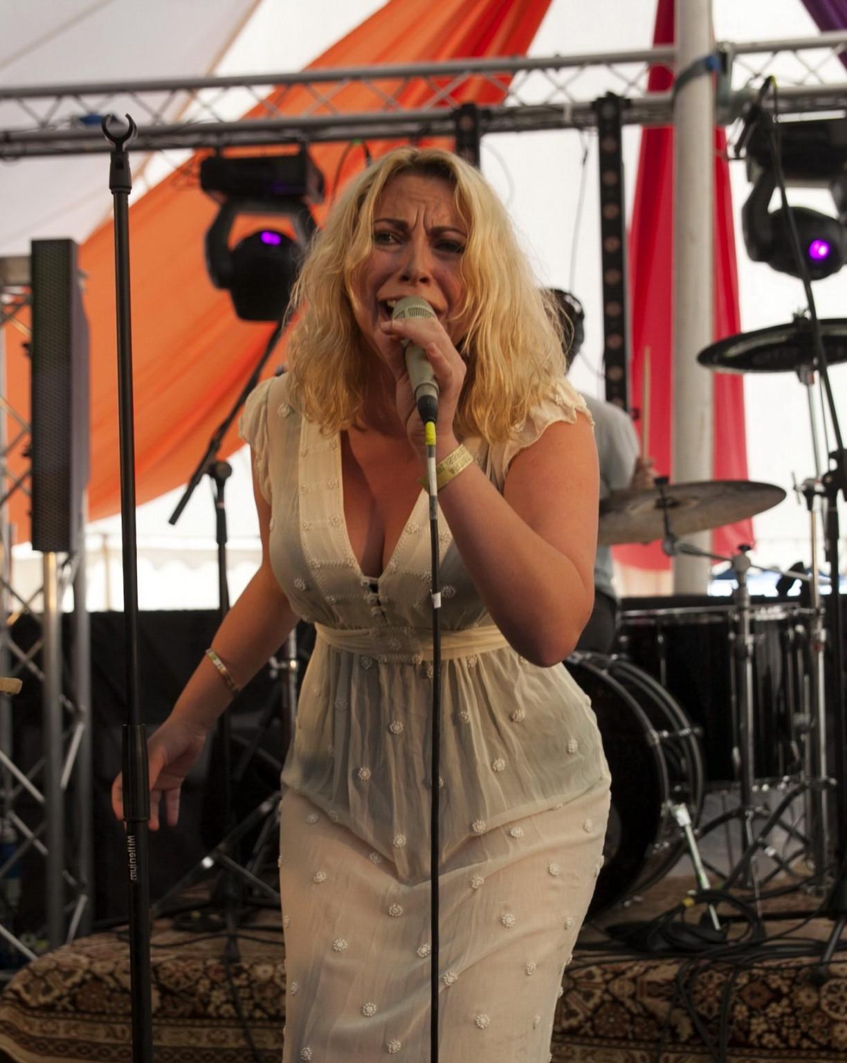 10P Charlotte Church busty  see through to undies at Blissfields Festival in Winches