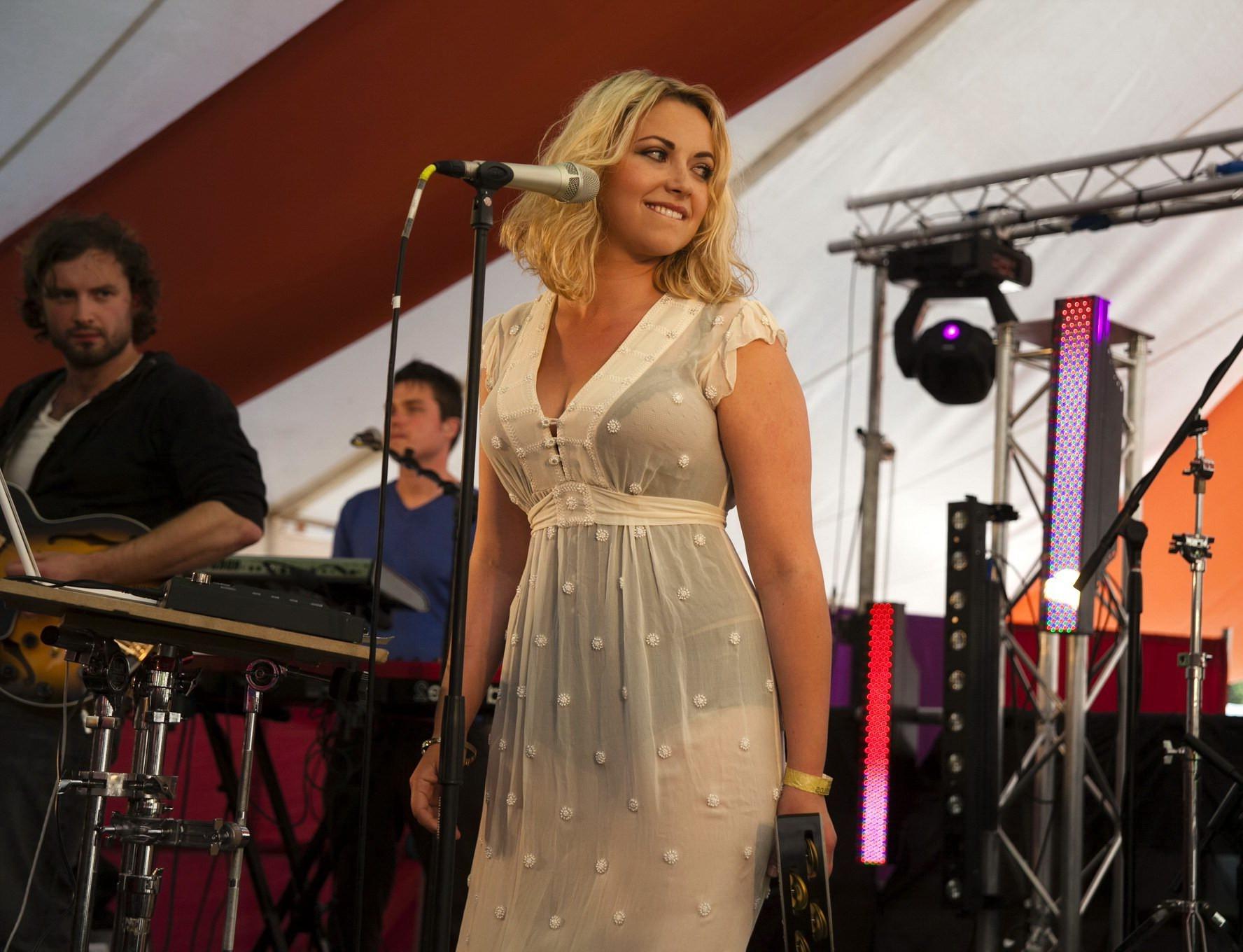 10P Charlotte Church busty  see through to undies at Blissfields Festival in Winches