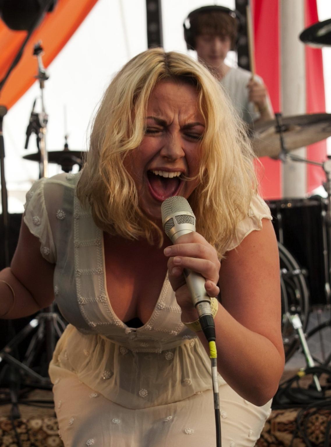 10P Charlotte Church busty  see through to undies at Blissfields Festival in Winches