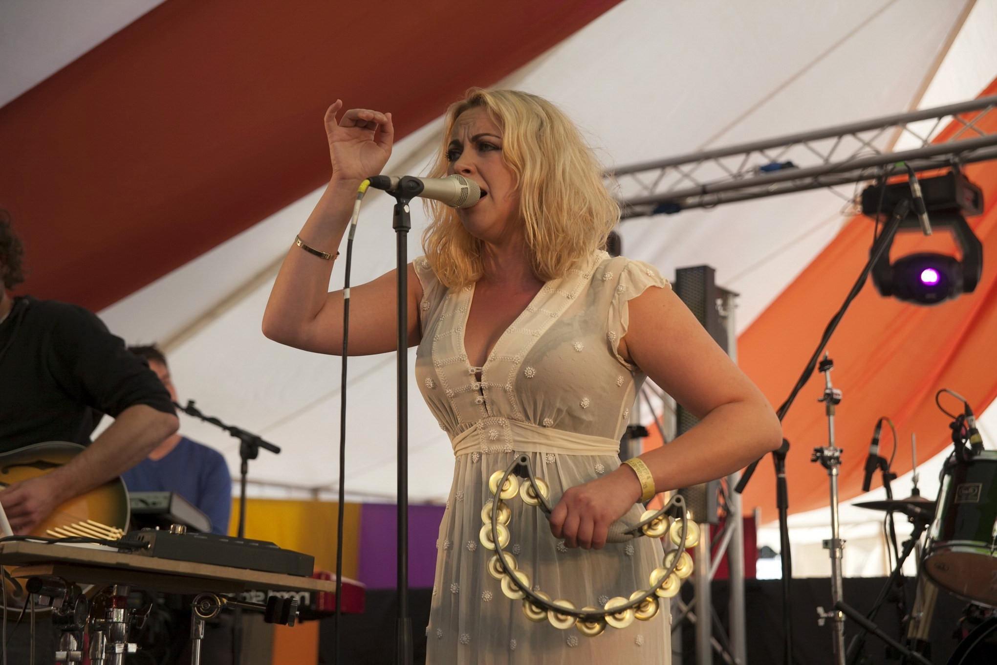 10P Charlotte Church busty  see through to undies at Blissfields Festival in Winches
