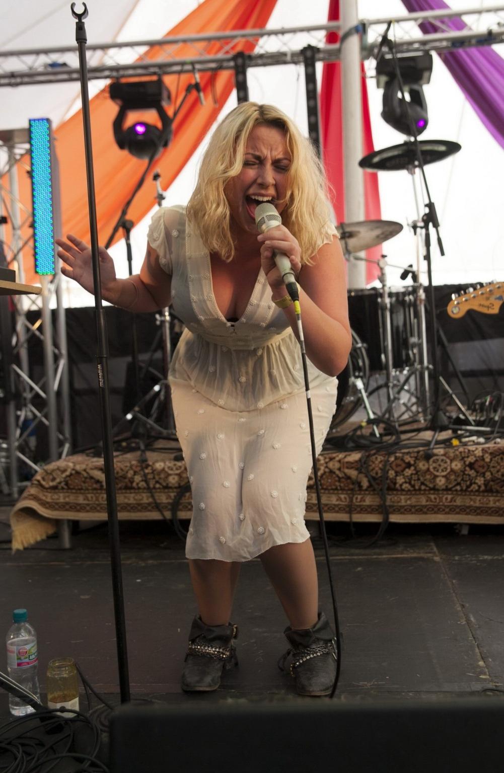 10P Charlotte Church busty  see through to undies at Blissfields Festival in Winches