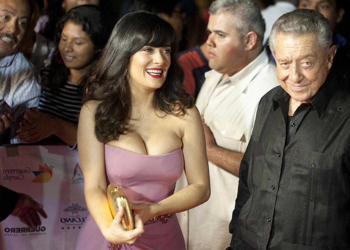 15P Salma Hayek busts super massive cleavage