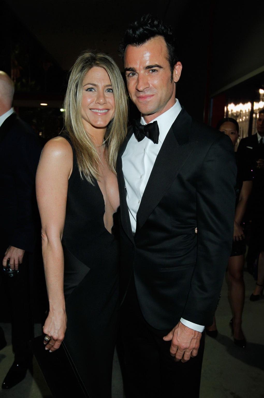 10P Jennifer Aniston shows huge cleavage wearing hot black revealing dress at LACMA 