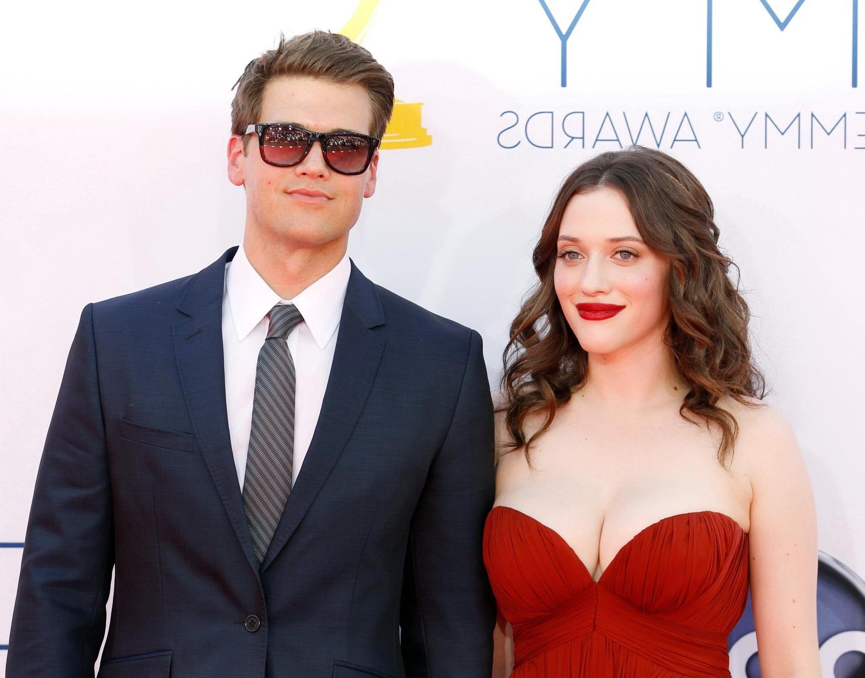 10P Kat Dennings busty wearing a strapless red dress at 64th Primetime Emmy Awards i