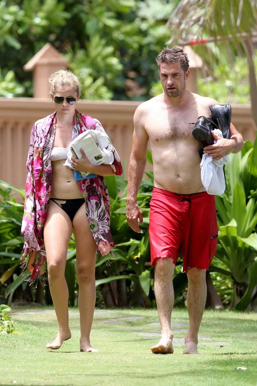10P Teresa Palmer shows boobs wearing a wet see through bikini in Hawaii
