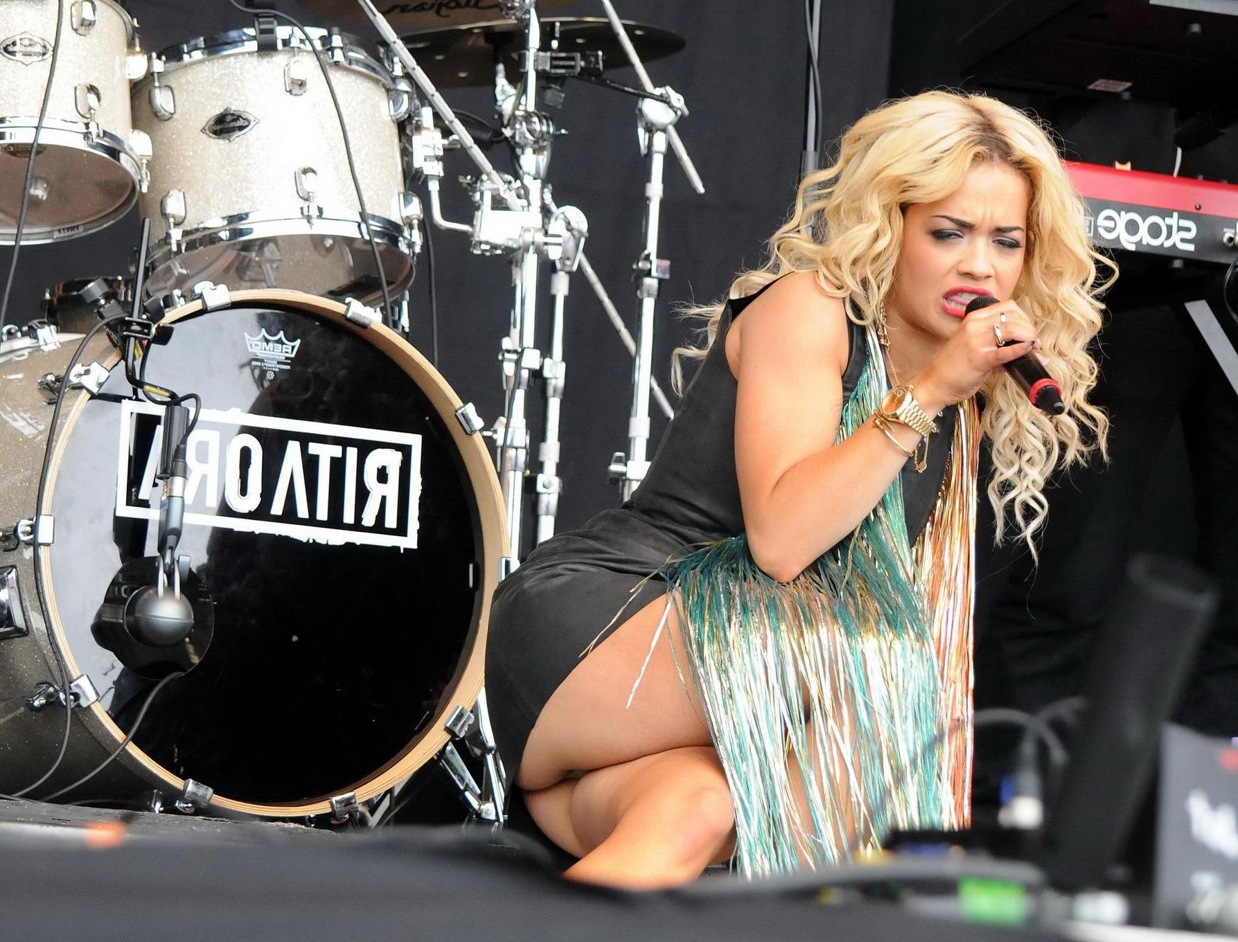 10P Rita Ora upskirt while performing at 'T in the Park