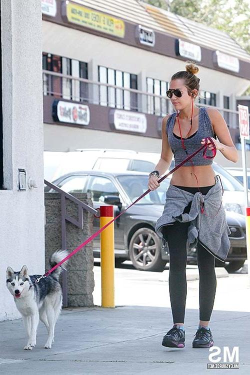 10P Miley Cyrus exposing sexy ass and nice tits on street