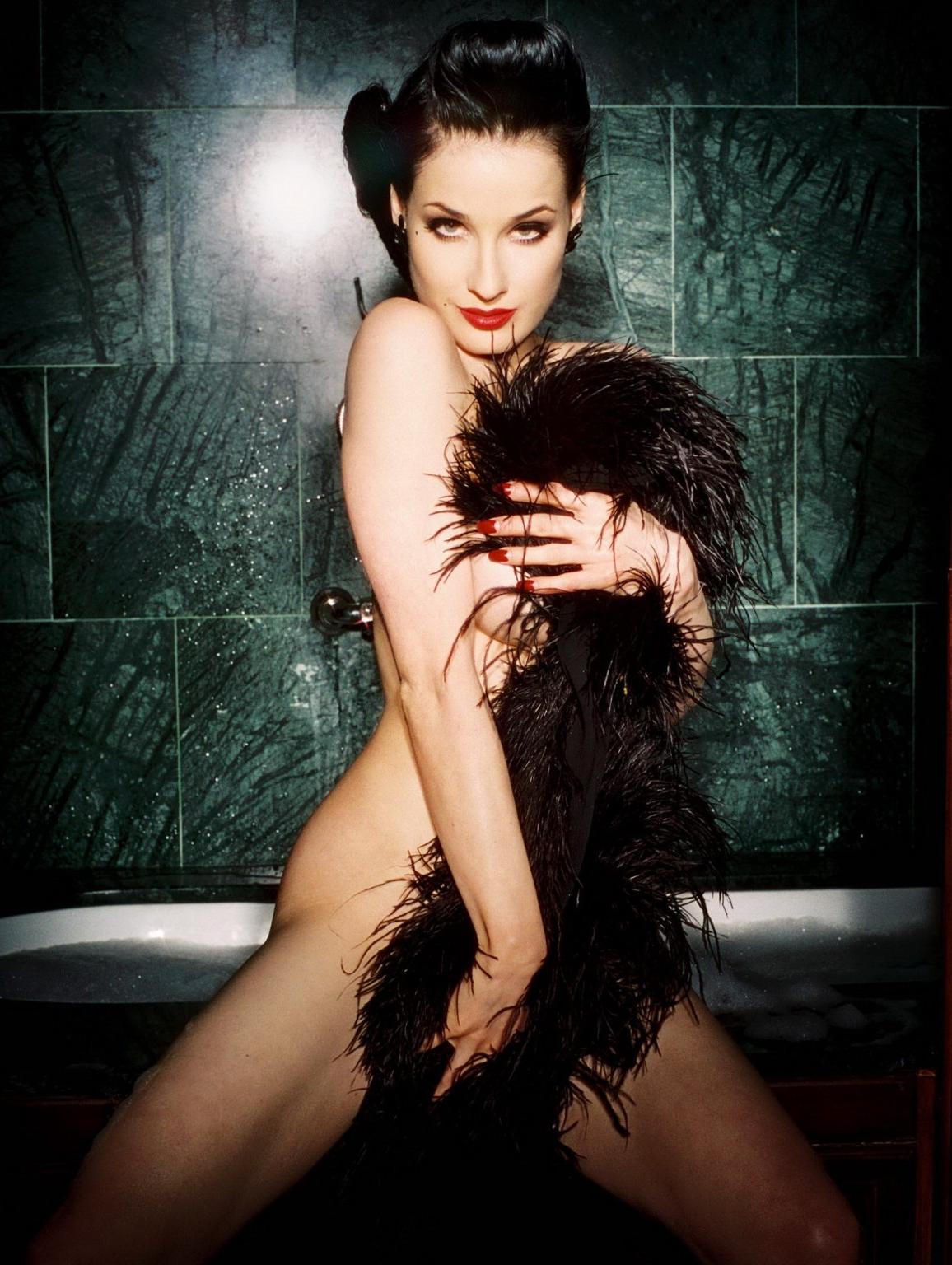 10P Dita Von Teese nude but hiding in very hot Christophe Mourthe photoshoot