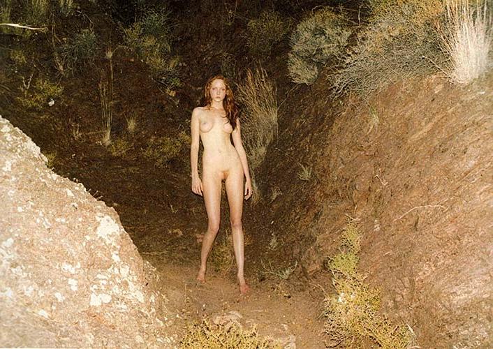 16P Lily Cole posing totally nude and showing red hair pussy