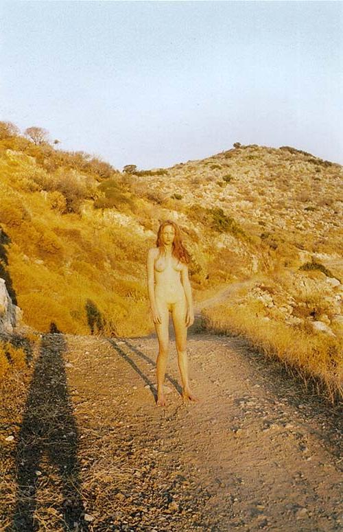 16P Lily Cole posing totally nude and showing red hair pussy