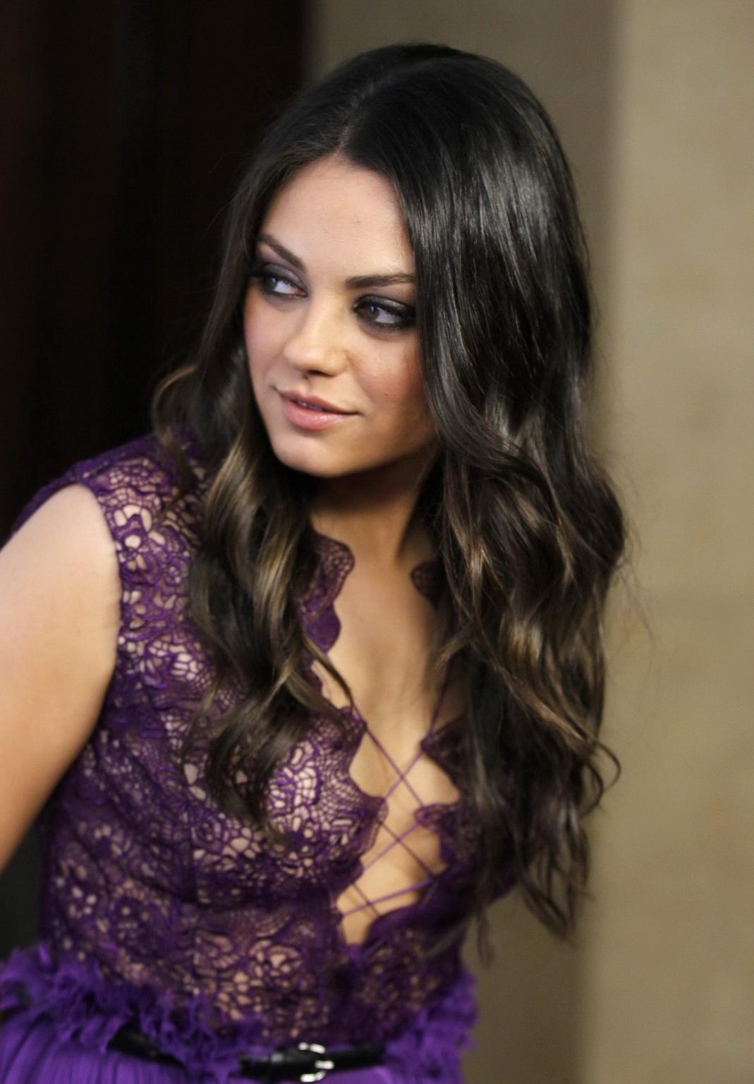 16P Mila Kunis braless wearing sexy purple dress at St. Jude event in LA