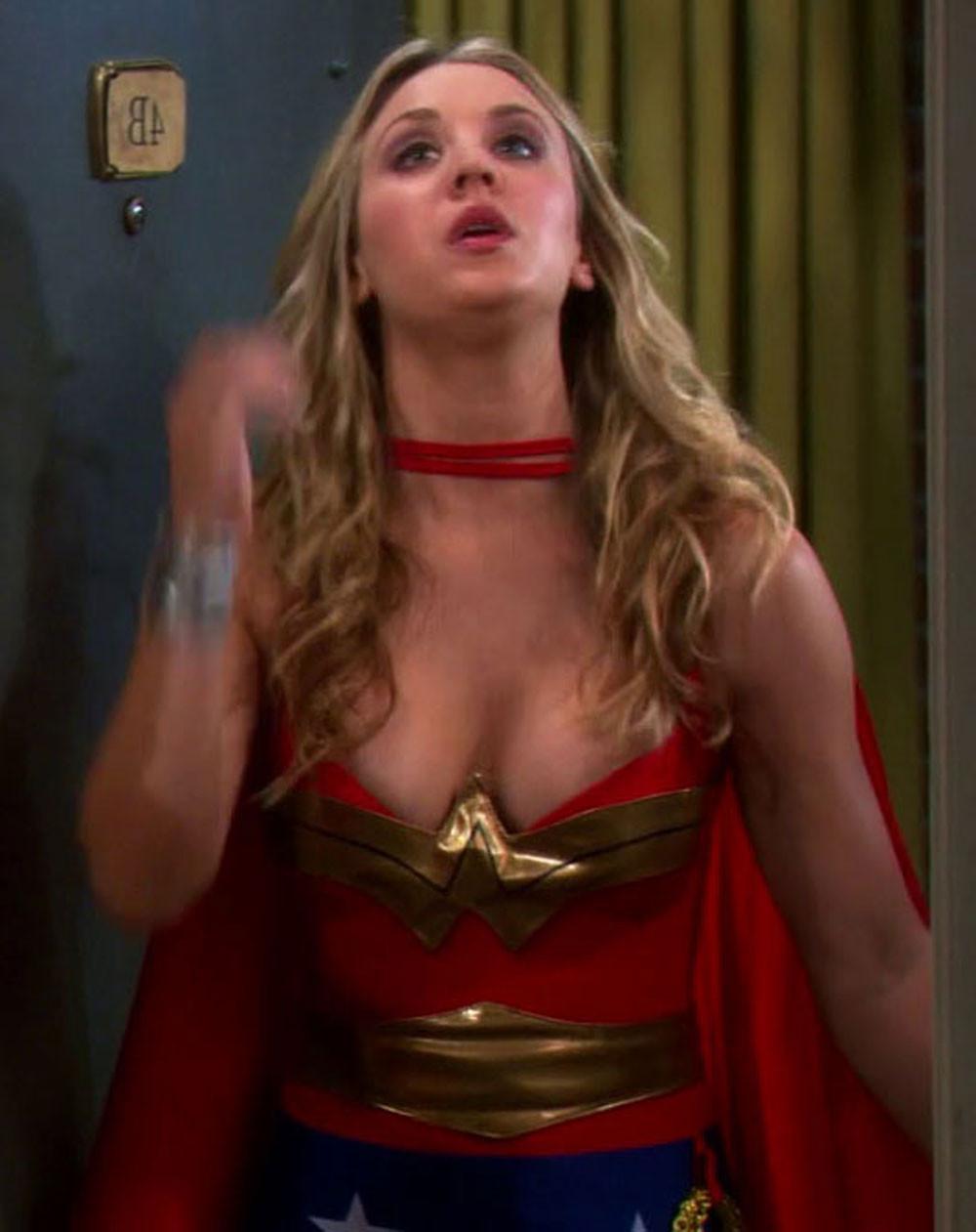 16P Kaley Cuoco perky tits in naughty lingerie