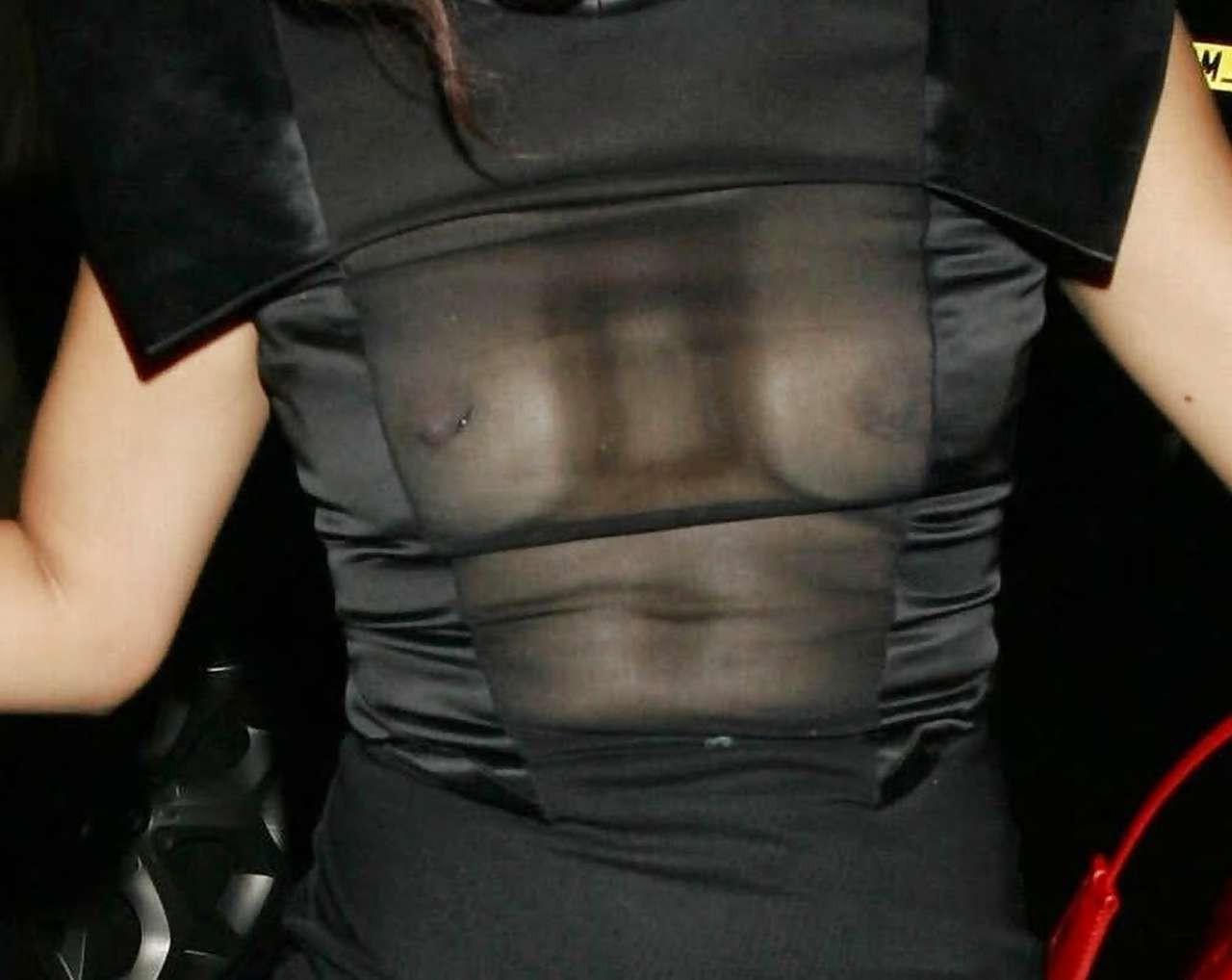 16P Vanessa White showing her big boobs in see thru dress paparazzi pictures