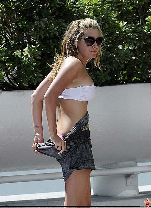 16P Ashley Tisdale exposing her sexy body and hot ass in bikini on pool