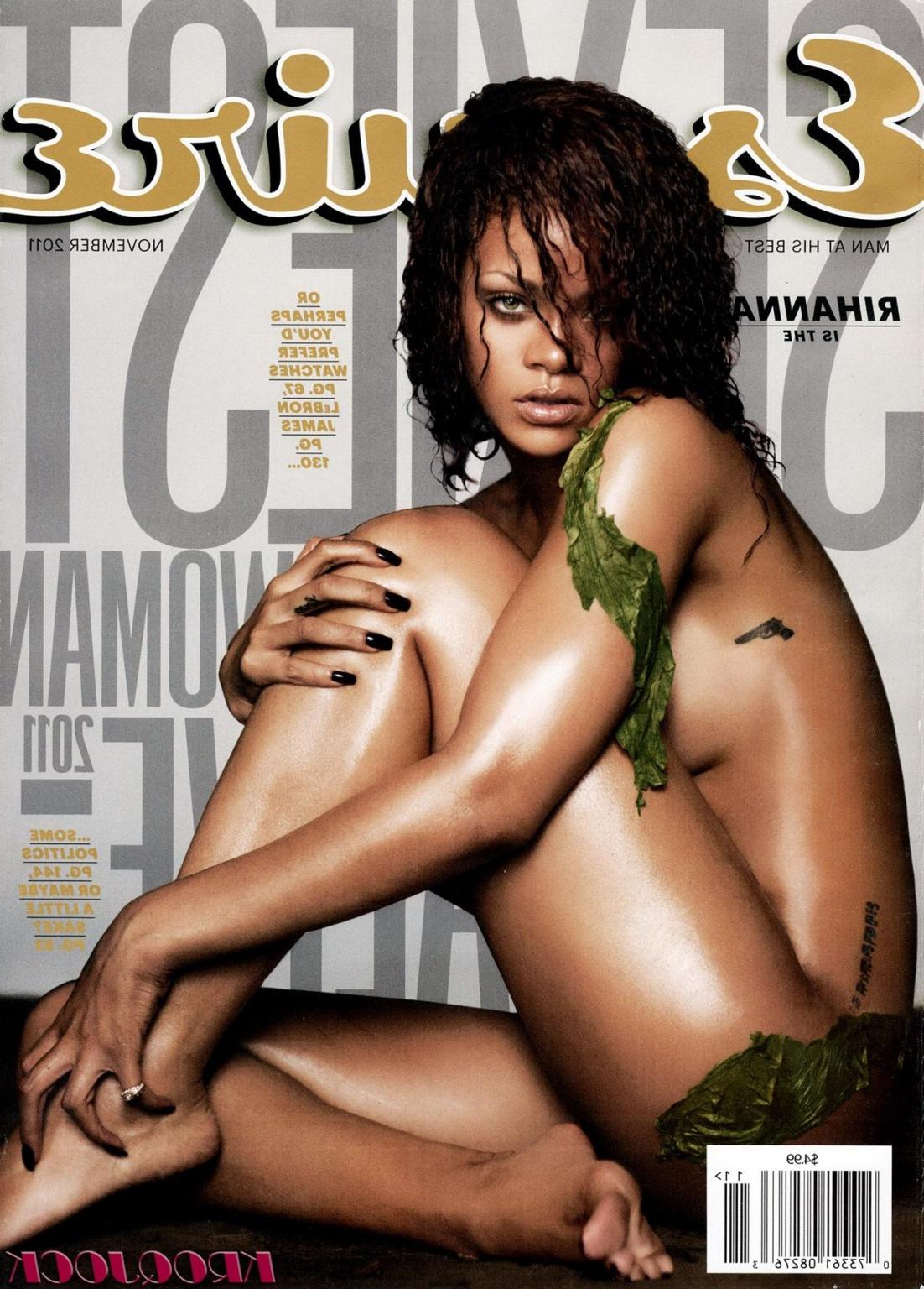 16P Rihanna fully nude but hiding for the November 2011 issue of Esquire magazine