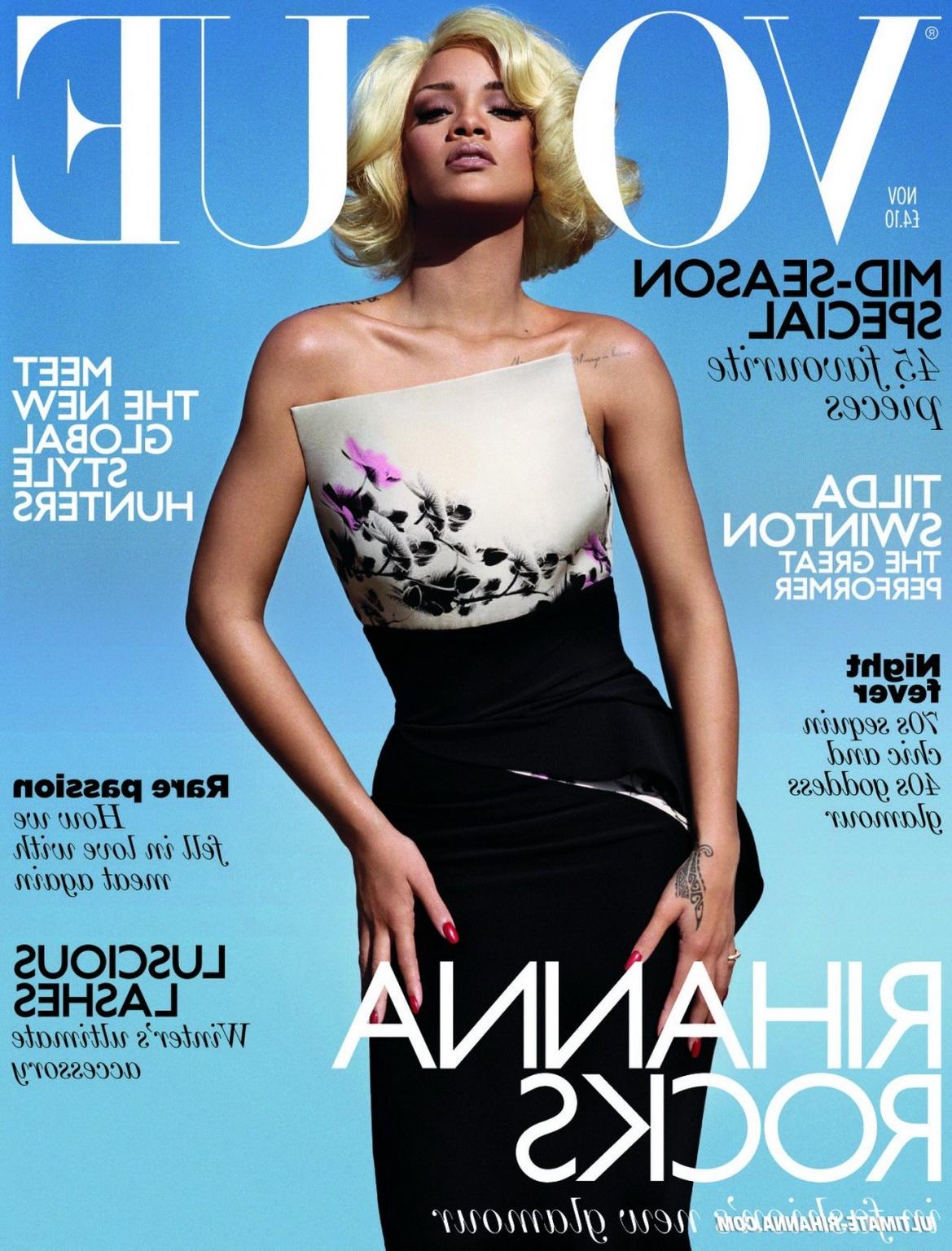 16P Rihanna fully nude but hiding for the November 2011 issue of Esquire magazine