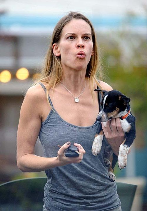 16P Hilary Swank exposing sexy body and hard nipples in see thru blouse